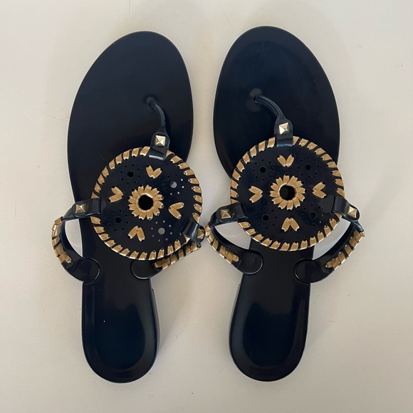 Jack Rogers Georgica Jelly Sandals in Midnight Navy Blue + Gold, size 10 - Picture 2 of 9